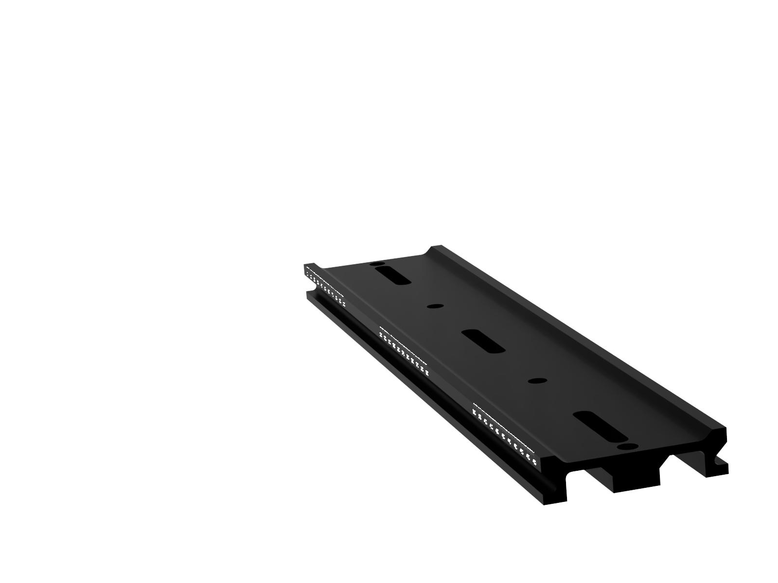 500mm-długa szyna optyczna z milimetrową skalą, szerokość 100mm, długość slotu M6 x 25mm — zdjęcie produktu, nr katalogowy OBT-500LH-LMS