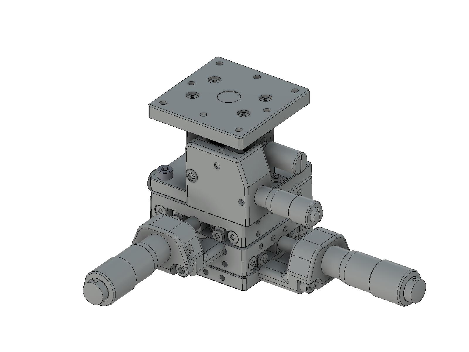 Łożysko EXC 40X40mm, stalowe, stolik XYZ, mikrometr centralny, +/-6.5/6.5/3.0mm, gwinty 6-32 — zdjęcie produktu, nr katalogowy TSD-405CUU