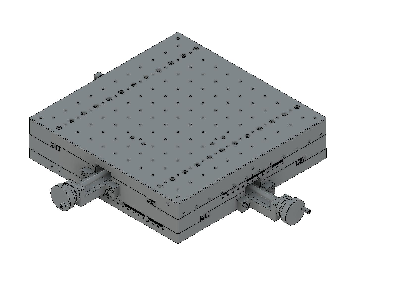 Łożysko krzyżowo-rolkowe 300X300mm, aluminiowe, stolik XY, śruba prowadząca centralna, +/-60mm, gwinty 1/4-20 — zdjęcie produktu, nr katalogowy TAMC-30302UU