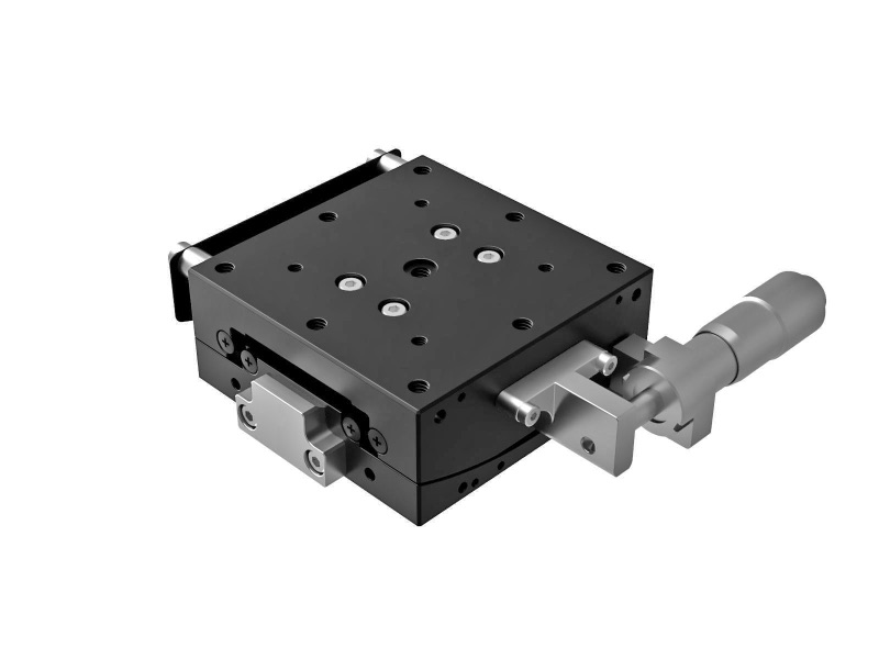 Goniometr 60X60 mm, łożyska EXC, 1 oś, +/-4.5, wysokość osi 60 mm, mikrometr, gwint M4 — zdjęcie produktu, nr katalogowy GOHT-60A60BMS