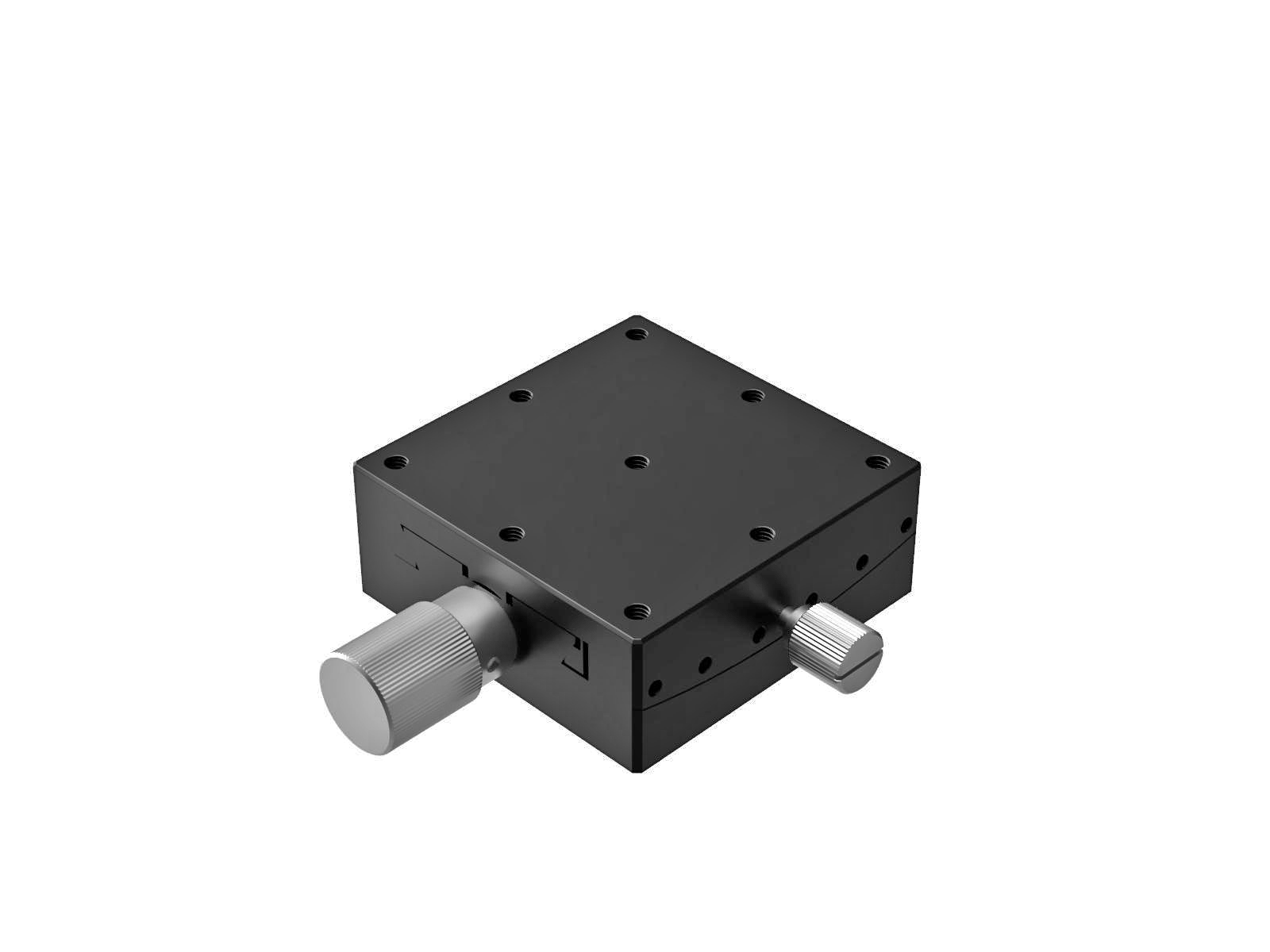 Goniometr 60X60mm, mosiężny wpust, 1-osiowy, +/-10 stopni, wysokość osi 11mm, przekładnia ślimakowa, gwint M4 — zdjęcie produktu, nr katalogowy GOH-60A115