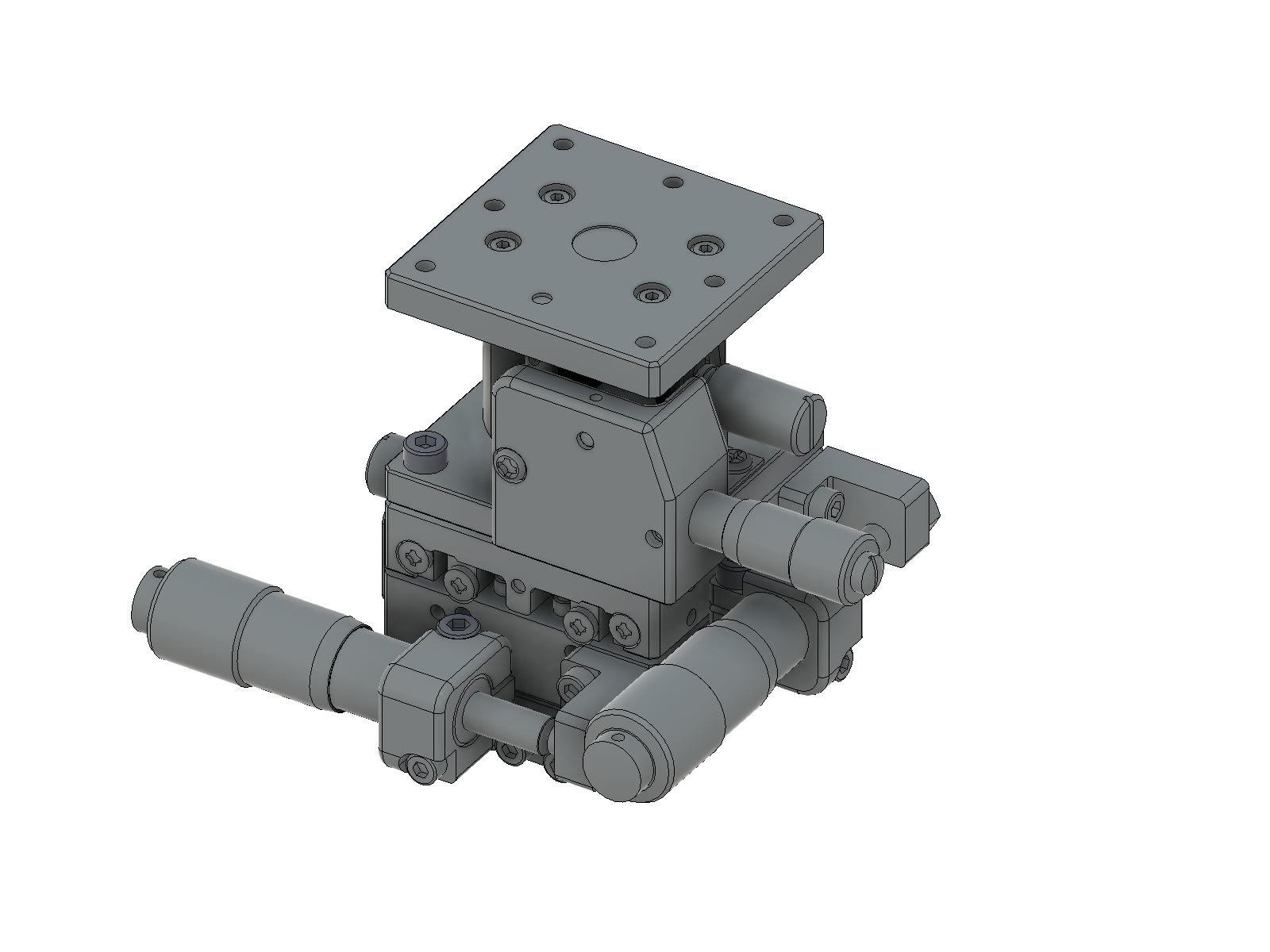 Łożysko EXC 40X40mm, stalowe, stolik XYZ, mikrometr boczny, +/-6.5/6.5/3.0mm, gwinty M3, prawoskrętna — zdjęcie produktu, nr katalogowy TSD-405SR