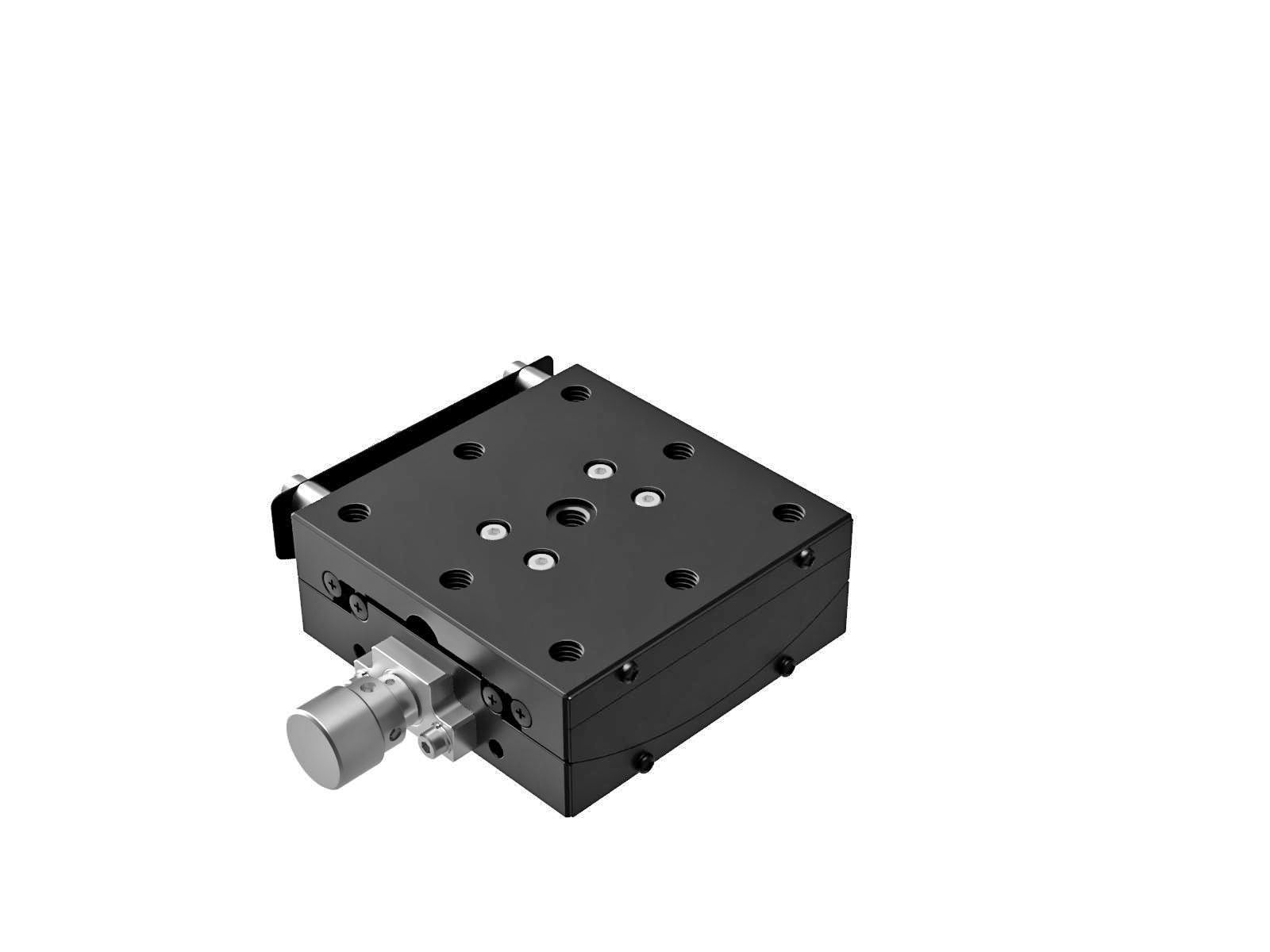 Goniometr 65X65mm, łożyska EXC, 1-osiowy, +/-20 stopni, wysokość osi 50mm, praworęczny, przekładnia ślimakowa, gwint 1/4-20 — zdjęcie produktu, nr katalogowy GOHT-65A50BRUU