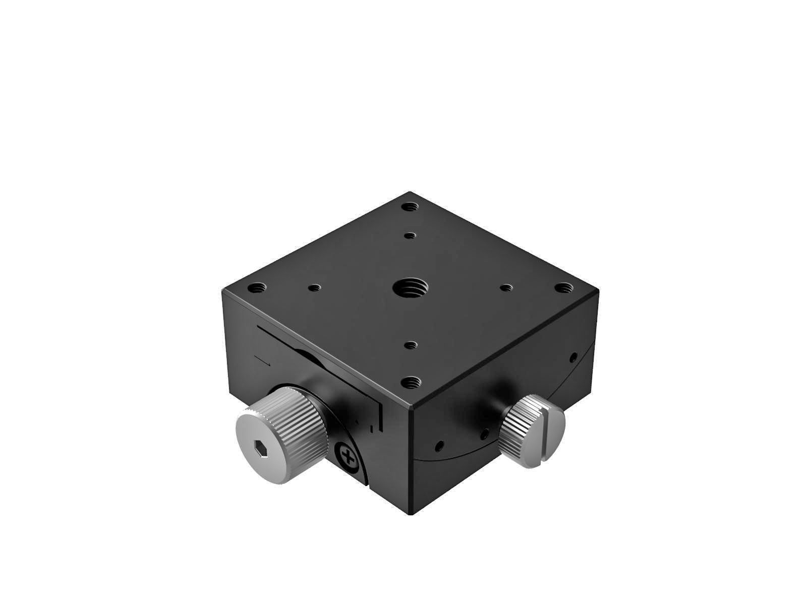 Goniometr 40X40mm, mosiężny wpust, 1-osiowy, +/-20 stopni, wysokość osi 15mm, przekładnia ślimakowa, gwint 6-32 — zdjęcie produktu, nr katalogowy GOH-40A15UU
