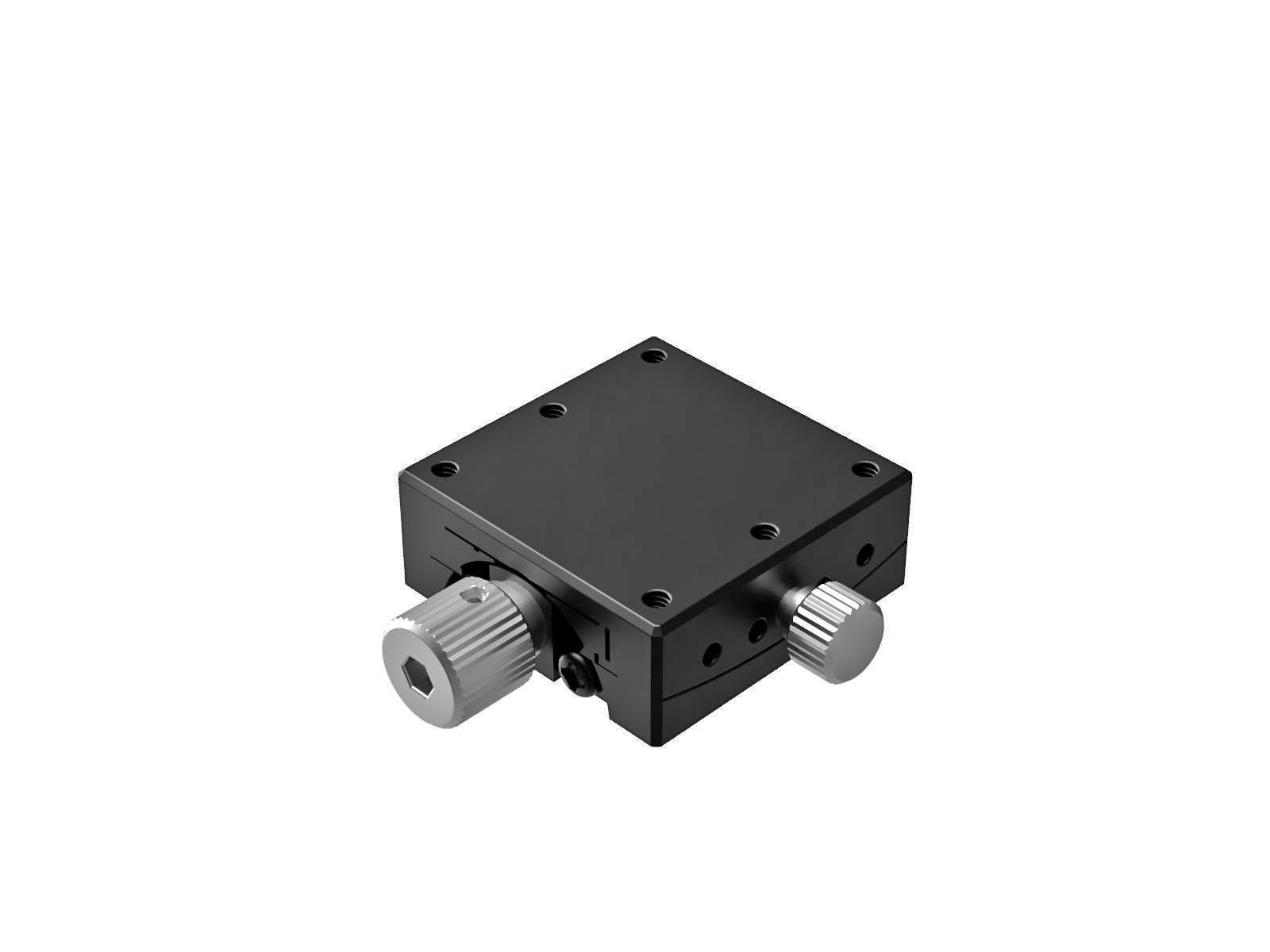 Goniometr 25X25mm, mosiężny wpust, 1-osiowy, +/-10 stopni, 40mm wysokość osi, przekładnia ślimakowa, gwint M2 (GOH-25A40)
