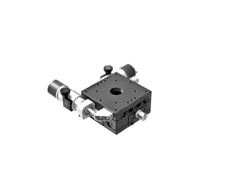Łożysko EXC 60X60mm, stalowe, stolik XY, mikrometr boczny submikronowy z śrubą, +/-6.5mm, gwinty M4, prawoskrętny — zdjęcie produktu, nr katalogowy TSD-602SRWP