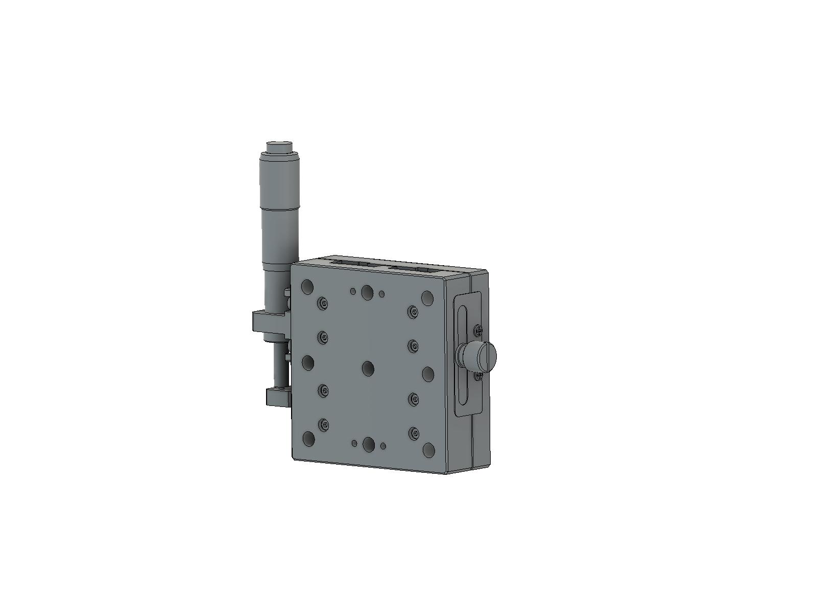 65X65mm łożysko kulkowe, aluminiowy, stolik Z (platforma/baza pionowa) z mikrometrem bocznym, +/-12.5mm, gwinty M6, prawostronny — zdjęcie produktu, nr katalogowy TADC-651SRZ25-M6