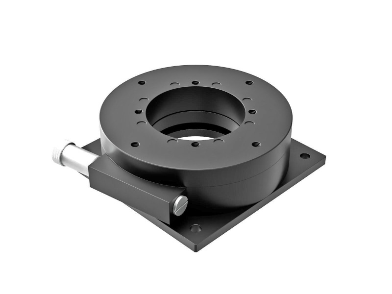 Stolik obrotowy o średnicy 120mm, aluminiowy, łożysko z powierzchnią szlifowaną, 360° obrót gruby i precyzyjny, napęd ślimakowy, gwinty M6 — zdjęcie produktu, nr katalogowy KSW-1206-M6