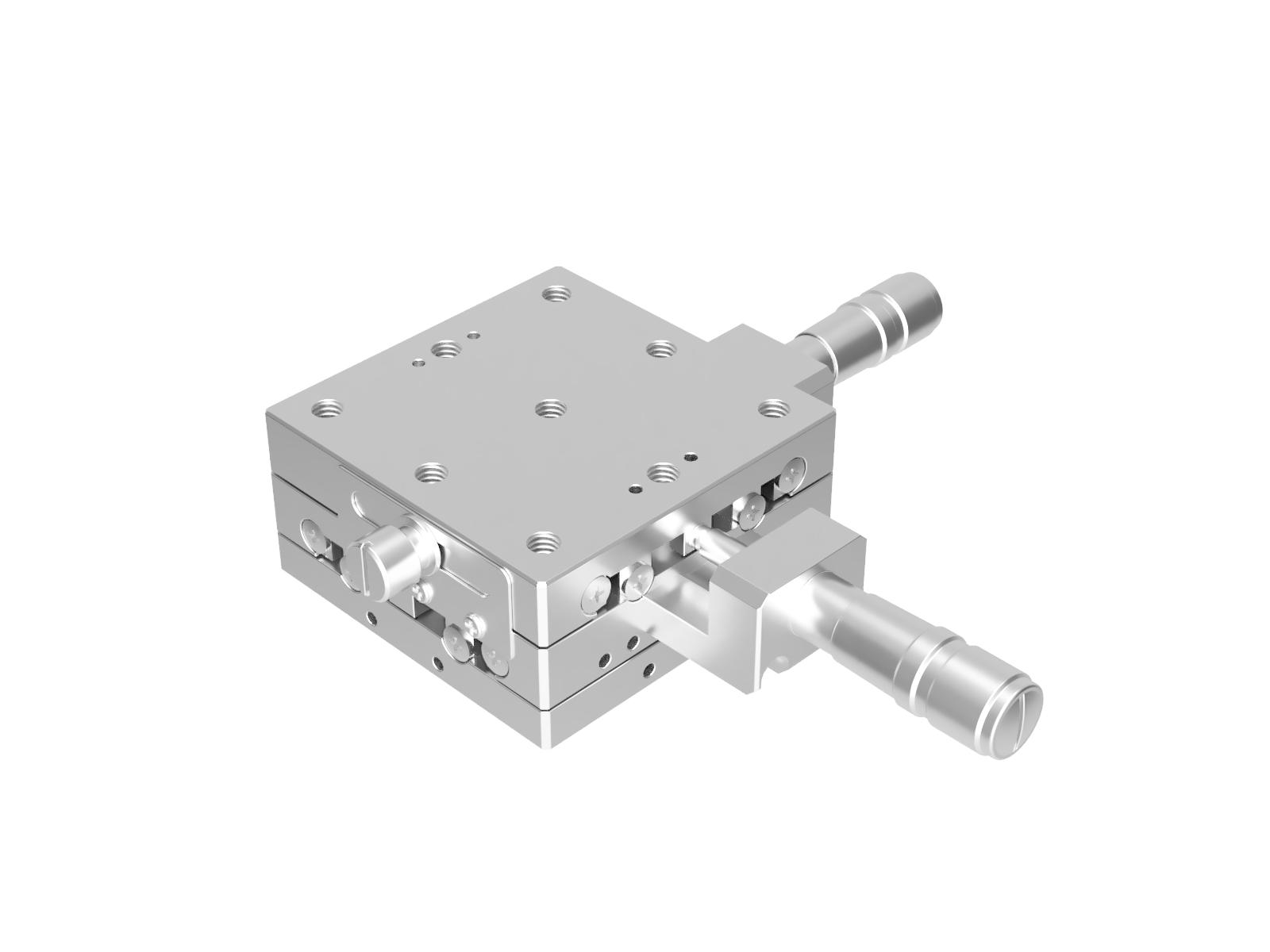 Stolik XY 65X65mm z łożyskiem EXC, kompatybilny z próżnią, ze stali nierdzewnej, mikrometr centralny, +/-6.5mm, gwinty M6 — zdjęcie produktu, nr katalogowy TSDS-652C-M6