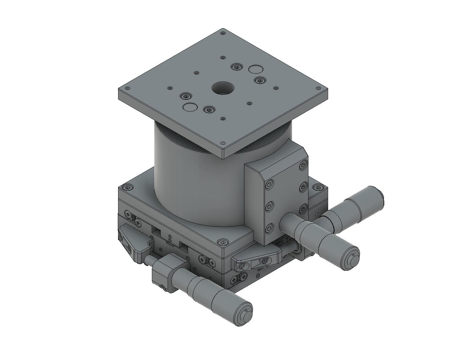 Łożysko EXC 100X100mm, stalowe, stolik XYZ, mikrometr boczny, +/-12.5mm, gwinty M4 — zdjęcie produktu, nr katalogowy TSD-1005S