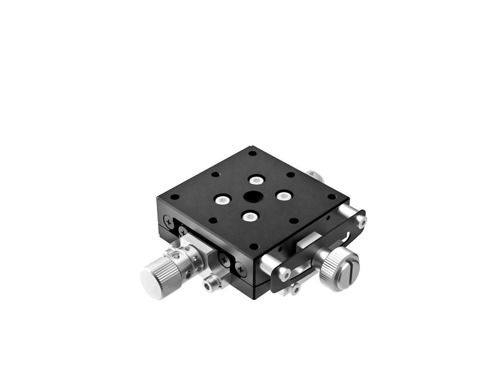 Goniometr 40X40mm, łożyska EXC, 1-osiowy, +/-6 stopni, wysokość osi 75mm, przekładnia ślimakowa, gwint 6-32 — zdjęcie produktu, nr katalogowy GOHT-40A75BUU