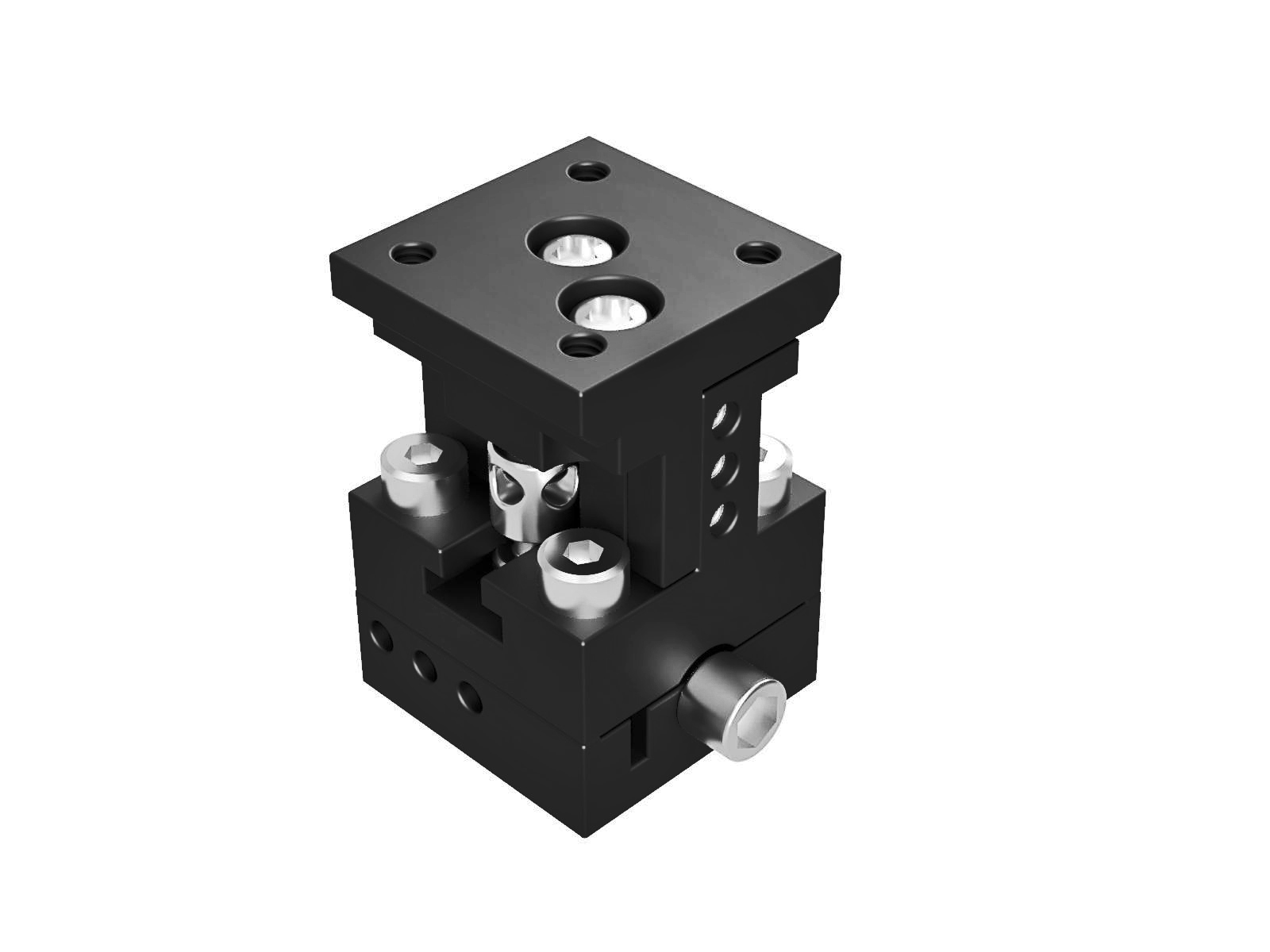 Łożysko w kształcie jaskółczego ogona 15X15mm, mosiężne, stolik osi XZ, śruba prowadząca na środku, +/-2mm, gwinty M2 — zdjęcie produktu, nr katalogowy TASB-154