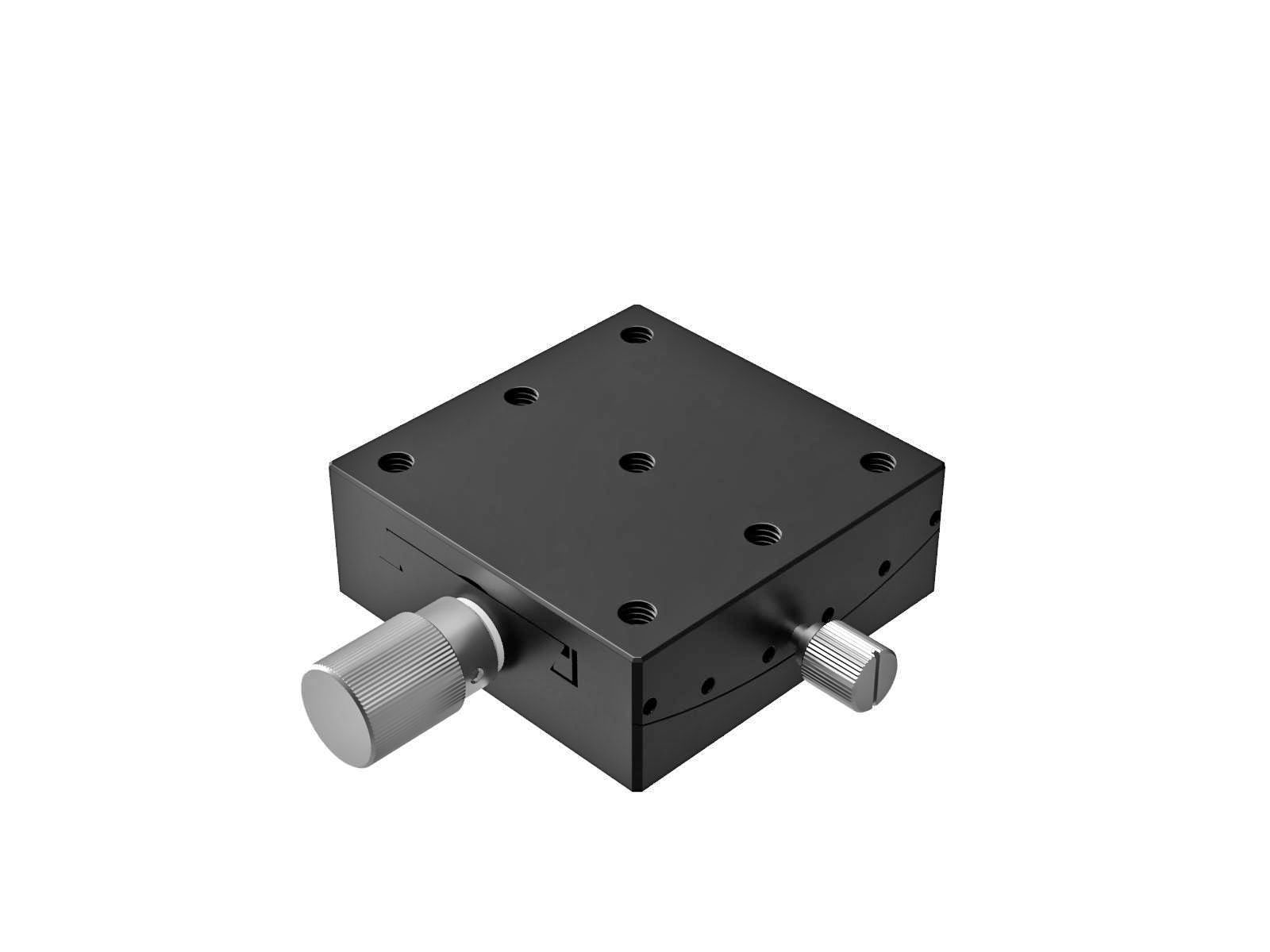 Goniometr 65X65mm, mosiężny wpust, 1-osiowy, +/-15°, wysokość osi 76mm, przekładnia ślimakowa, gwint 1/4-20 — zdjęcie produktu, nr katalogowy GOH-65A76UU