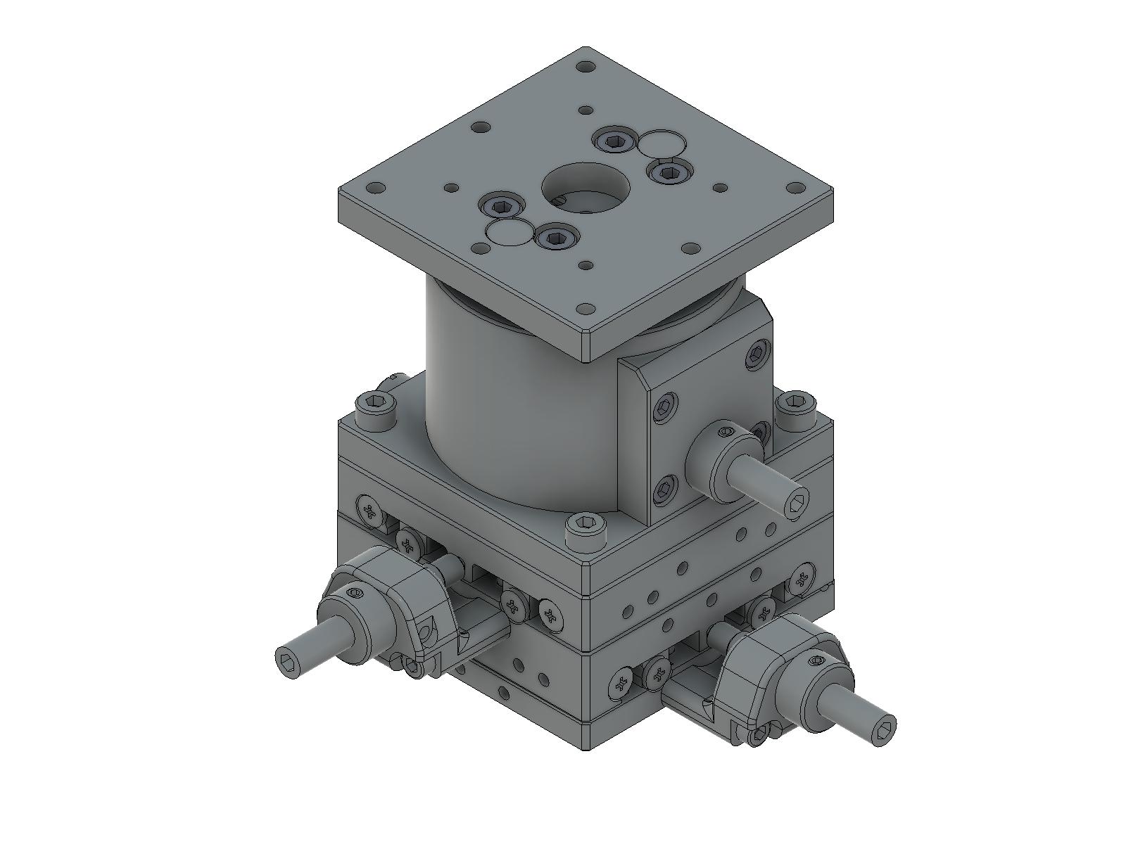 Łożysko EXC 60X60mm, stalowe, stolik XYZ, śruba sześciokątna centralna, +/-6.5/6.5/5.0mm, gwinty M4 — zdjęcie produktu, nr katalogowy TSD-605CFP