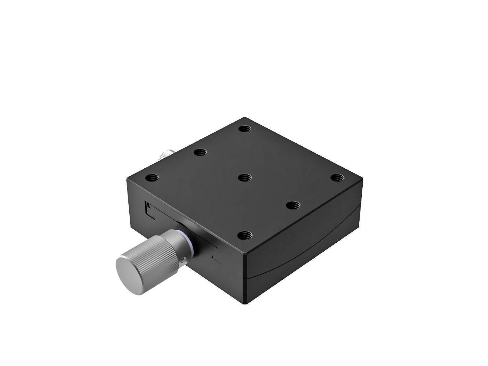 Goniometr 65X65mm, mosiężny wpust, 1-osiowy, +/-15°, wysokość osi 76mm, praworęczny, przekładnia ślimakowa, gwint 1/4-20 — zdjęcie produktu, nr katalogowy GOH-65A76RUU