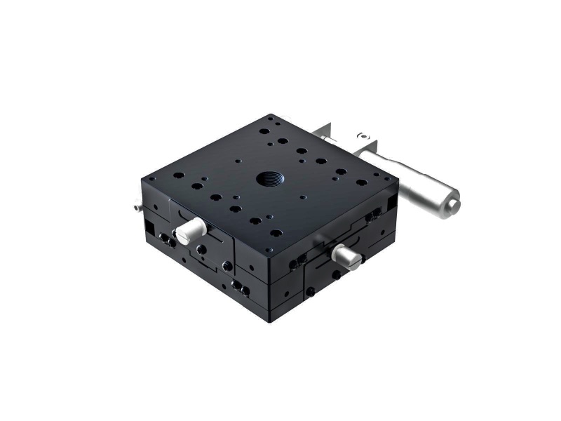 Łożysko krzyżowo-rolkowe 100X100mm, aluminiowe, stolik XY, boczny mikrometr, +/-12.5mm, gwinty M4, prawoskrętne — zdjęcie produktu, nr katalogowy TAM-1002SR