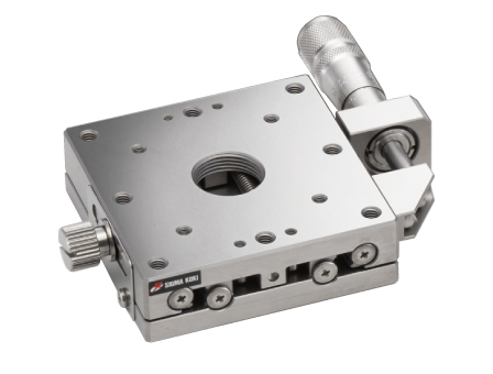 Łożysko EXC 65X65mm, kompatybilne z próżnią, ze stali nierdzewnej, stolik w osi X, mikrometr boczny, +/-6.5mm, gwinty 1/4-20 — zdjęcie produktu, nr katalogowy TSDS-651SUU
