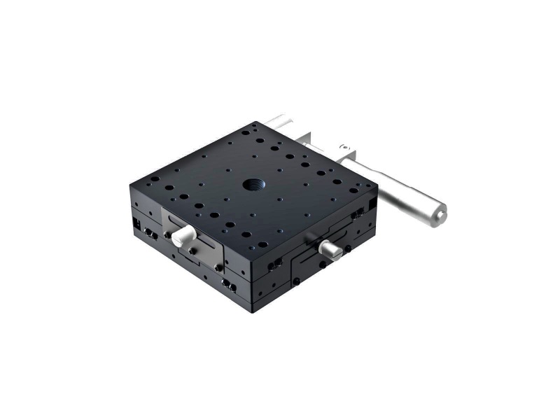 Łożysko krzyżowo-rolkowe 120X120mm, aluminiowe, stolik XY, mikrometr boczny, +/-20mm, gwinty M4, prawoskrętne — zdjęcie produktu, nr katalogowy TAM-1202SR