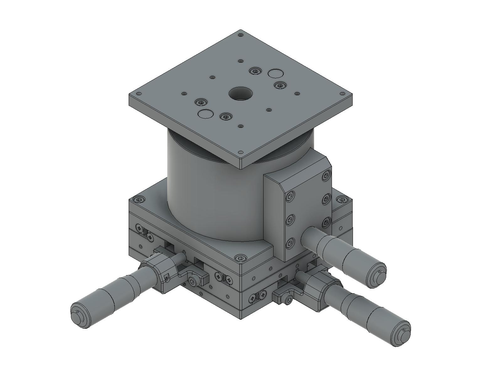Łożysko EXC 100X100mm, stalowe, stolik XYZ, mikrometr centralny, +/-12.5mm, gwinty M4 — zdjęcie produktu, nr katalogowy TSD-1005C