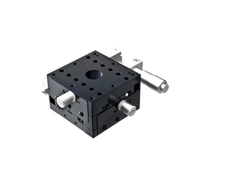 Łożysko krzyżowo-rolkowe 60X60mm, aluminiowe, stolik XY, mikrometr boczny, +/-6.5mm, gwinty M4, prawoskrętny — zdjęcie produktu, nr katalogowy TAM-602SR