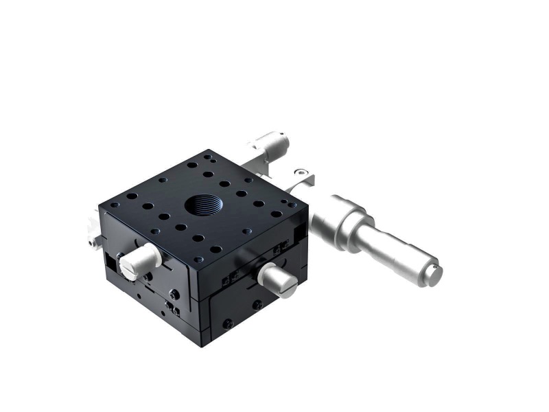Łożysko krzyżowo-rolkowe 60X60mm, aluminiowe, stolik XY, mikrometr boczny różnicowy, +/-6.5mm, gwinty M4, prawoskrętny — zdjęcie produktu, nr katalogowy TAM-602SRDM