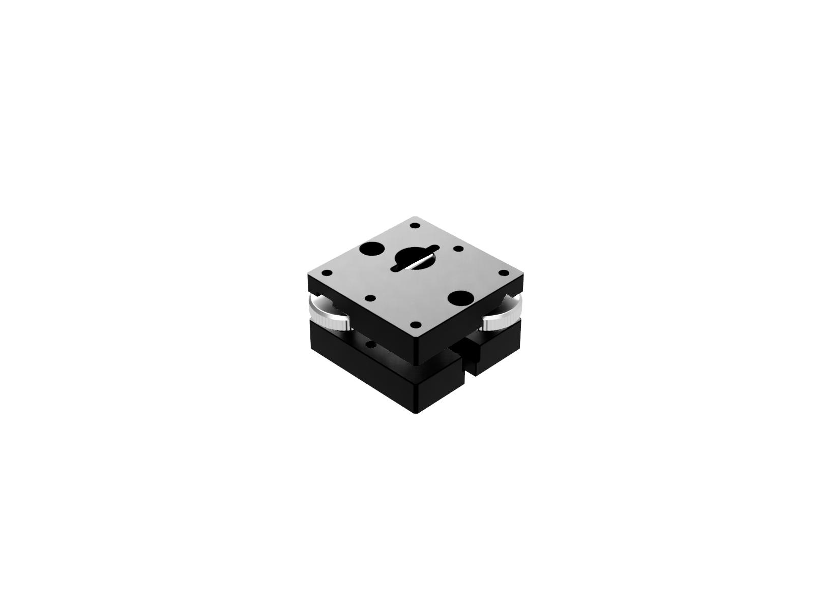 25X25mm, 2-osiowa kinematyczna platforma nachylająca, aluminium, regulacja pokrętłem krawędziowym, +/-2 stopnie, gwinty M2 — zdjęcie produktu, nr katalogowy AIS-25B