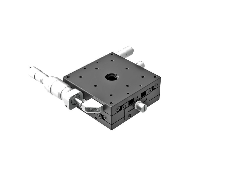 Łożysko EXC 80X80mm, stalowe, stolik XY, boczny mikrometr różnicowy, +/-12.5mm, gwinty M4, prawoskrętne — zdjęcie produktu, nr katalogowy TSD-802SRDM