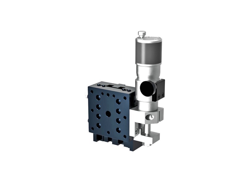 Łożysko krzyżowo-rolkowe 40X40mm, aluminiowe, stolik osi Z, (platforma pionowa/baza pozioma) boczny mikrometr śrubowy sub-mikronowy, +/-6.5mm, gwinty M3, prawoskrętny — zdjęcie produktu, nr katalogowy TAM-403RLWP