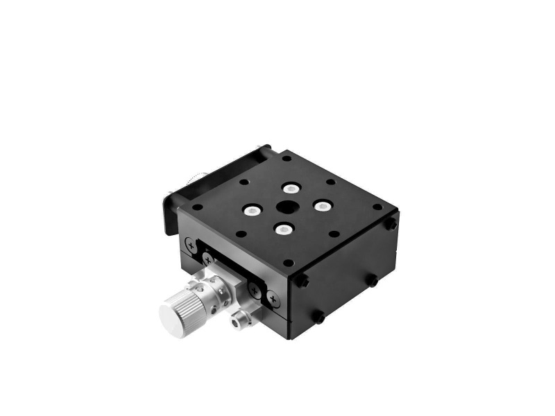 Goniometr 40X40mm, łożyska EXC, 1-osiowy, +/-10 stopni, 40mm wysokość osi, prawoskrętny, przekładnia ślimakowa, M3 gwint — zdjęcie produktu, nr katalogowy GOHT-40A40BR