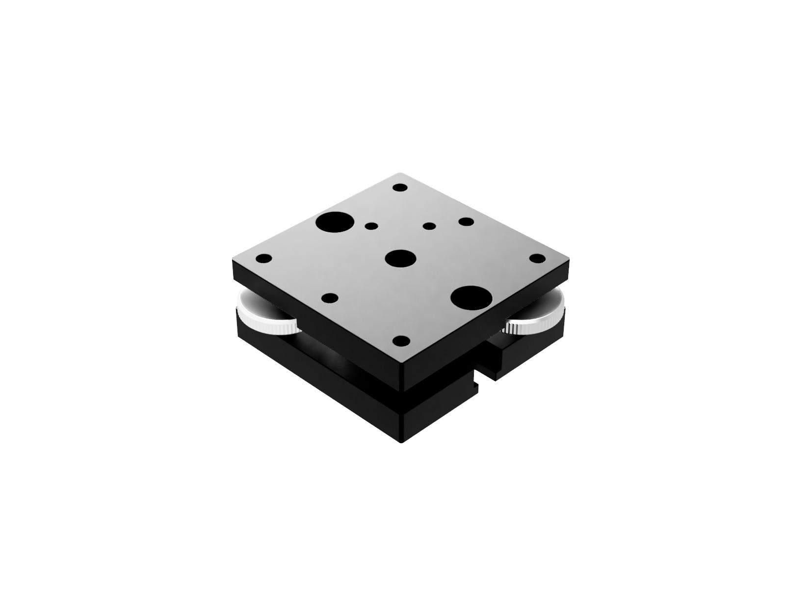 40X40mm, 2-osiowa kinematyczna platforma nachylająca, aluminium, regulacja pokrętłem krawędziowym, +/-2 stopnie, gwinty 6-32 — zdjęcie produktu, nr katalogowy AIS-40BUU