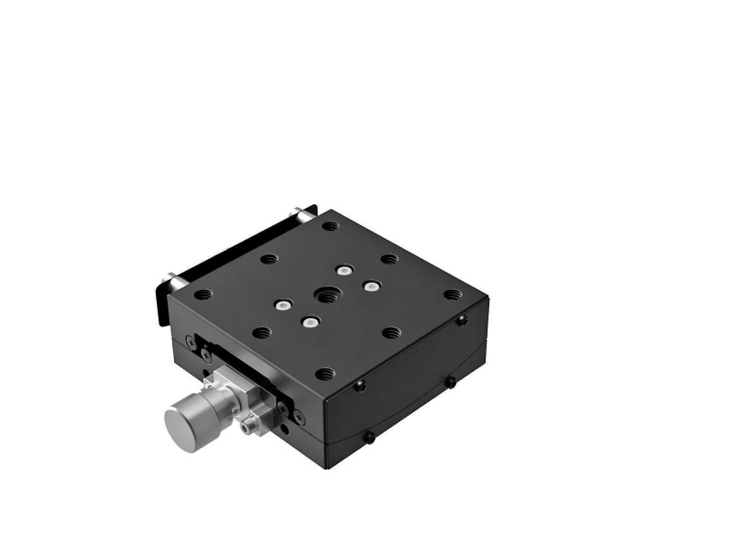 Goniometr 65X65mm, łożyska EXC, 1-osiowy, +/-15 stopni, wysokość osi 75mm, praworęczny, przekładnia ślimakowa, gwint M6 — zdjęcie produktu, nr katalogowy GOHT-65A75BR-M6