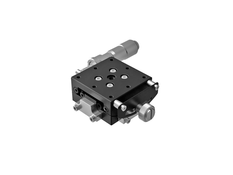 Goniometr 40X40mm, łożyska EXC, 1-osiowy, +/-11 stopni, wysokość osi 20mm, praworęczny, mikrometr, gwint M3 — zdjęcie produktu, nr katalogowy GOHT-40A20BMSR