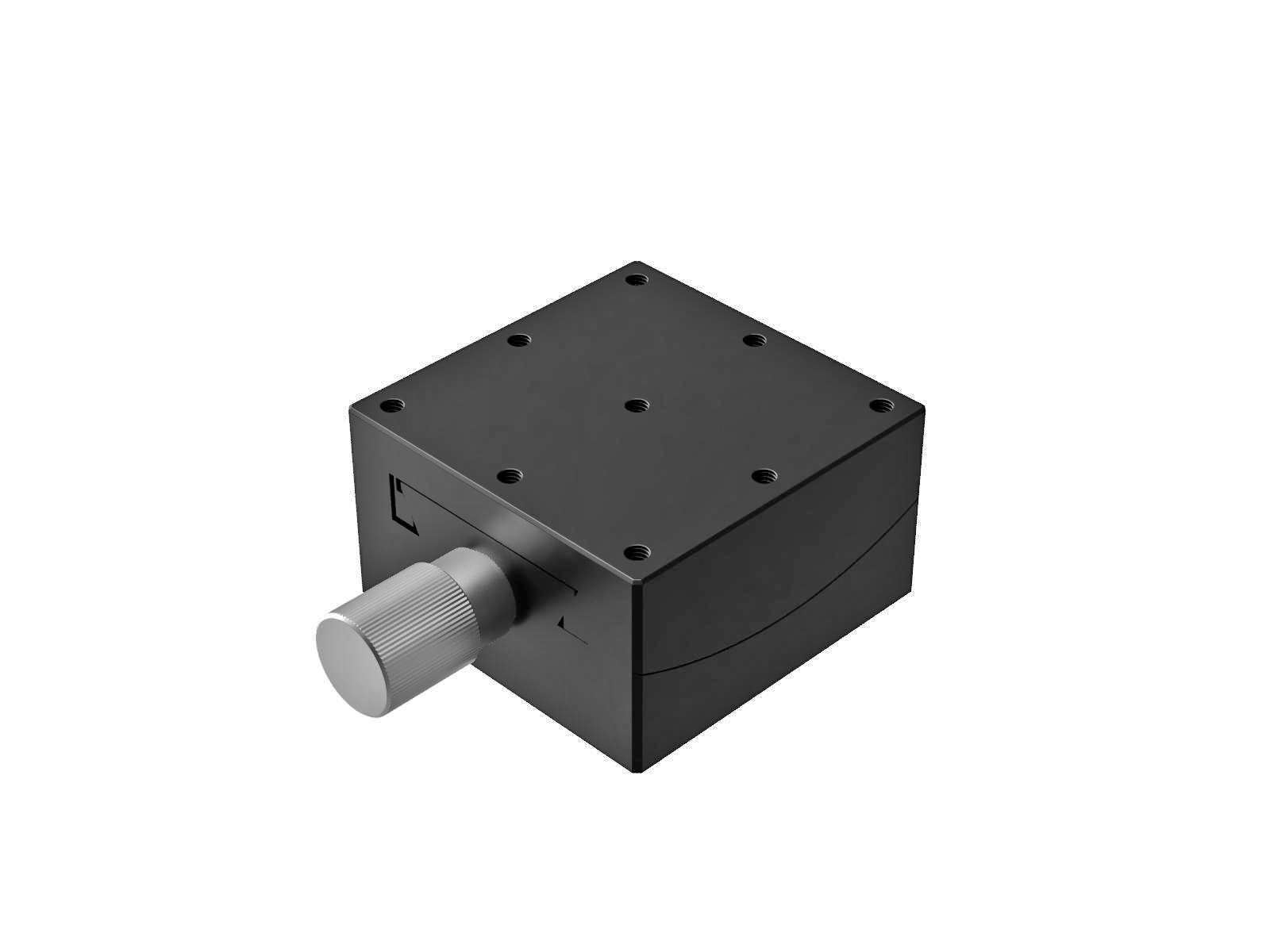 Goniometr 60X60mm, mosiężny wpust, 1-osiowy, +/-20 stopni, wysokość osi 50mm, prawoskrętny, przekładnia ślimakowa, gwint M4 — zdjęcie produktu, nr katalogowy GOH-60A50R