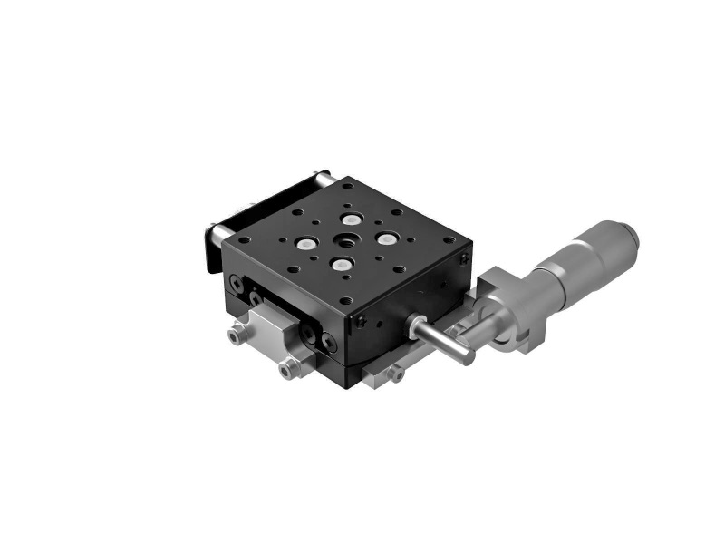 Goniometr 40X40 mm, łożyska EXC, 1 oś, +/-7 stopni, wysokość osi 40 mm, mikrometr, gwint M3 — zdjęcie produktu, nr katalogowy GOHT-40A40BMS