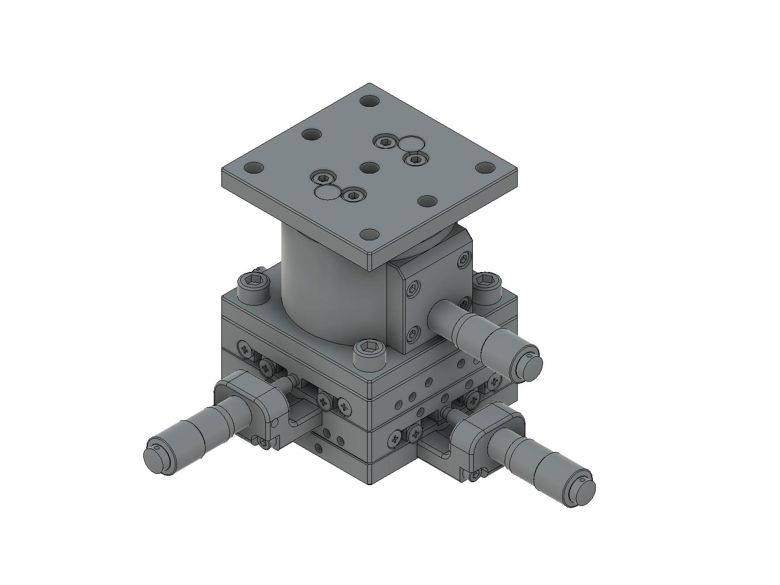 Łożysko EXC 65X65mm, stalowe, stolik XYZ, mikrometr centralny, +/-6.5/6.5/5.0mm, gwinty M6 — zdjęcie produktu, nr katalogowy TSD-655C-M6
