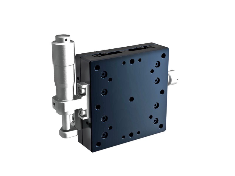 60X60mm łożysko kulkowe, aluminiowy, stolik Z (platforma/baza pionowa) z mikrometrem bocznym, +/-6.5mm, gwinty M4, prawostronny — zdjęcie produktu, nr katalogowy TADC-601SRZ