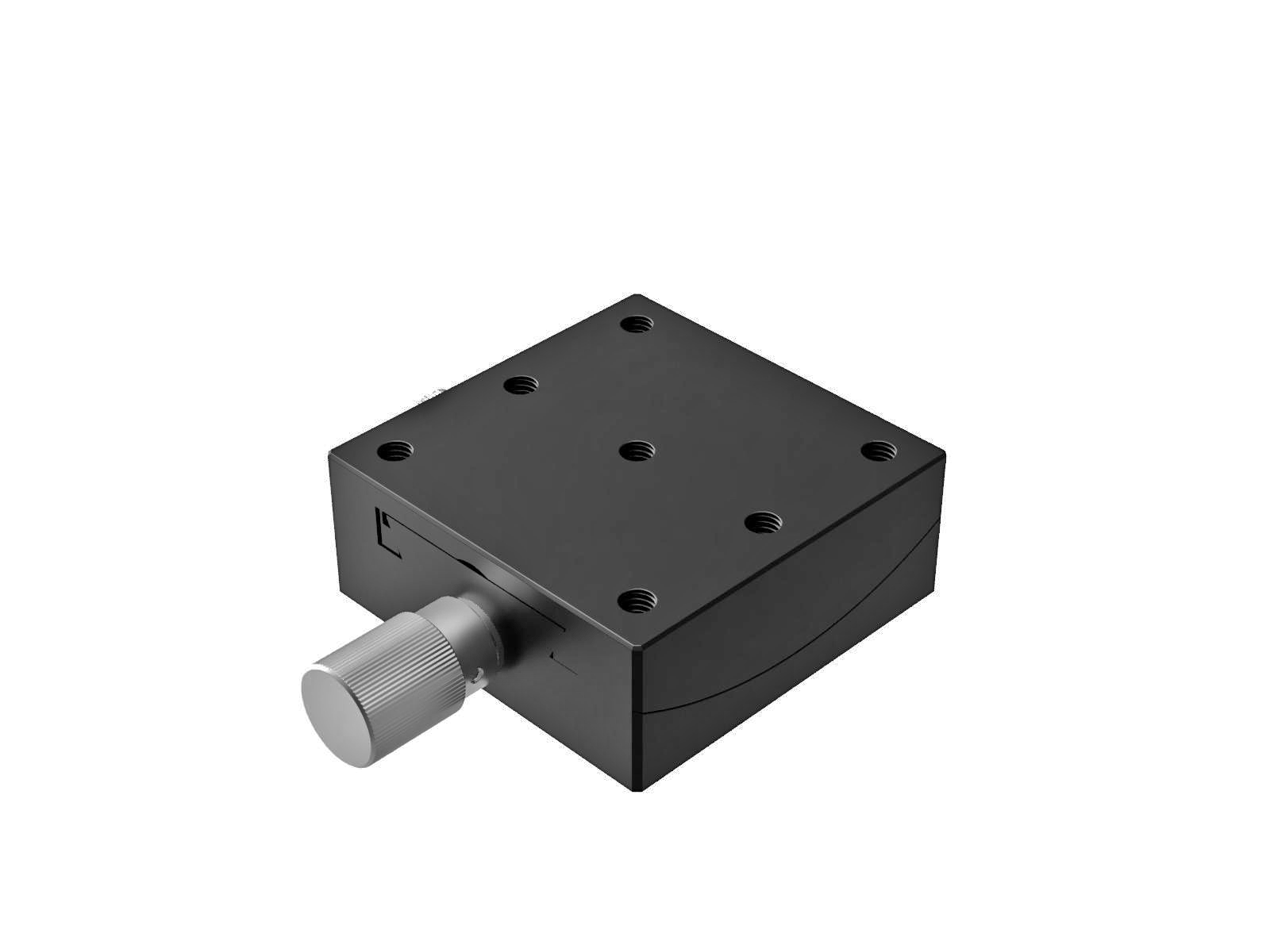 Goniometr 65X65mm, mosiężny wpust, 1-osiowy, +/-20°, wysokość osi 50mm, praworęczny, przekładnia ślimakowa, gwint M6 — zdjęcie produktu, nr katalogowy GOH-65A50R-M6