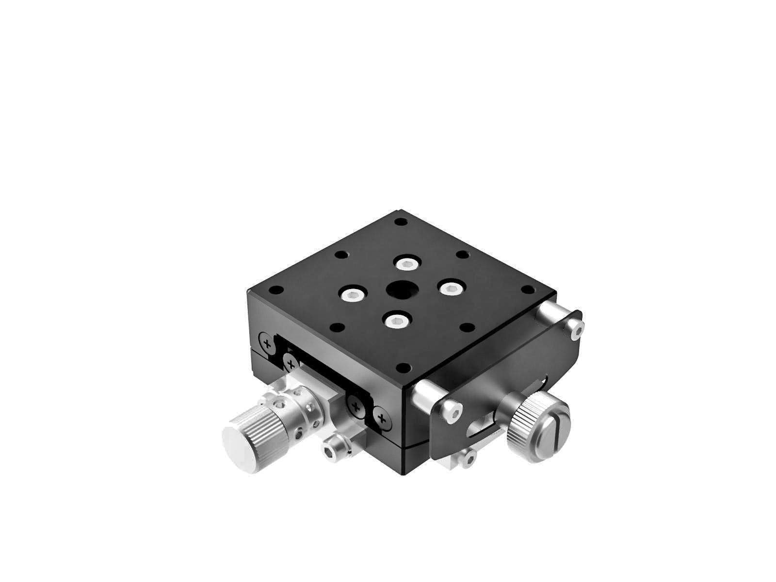 Goniometr 40X40mm, łożyska EXC, 1-osiowy, +/-10 stopni, wysokość osi 40mm, przekładnia ślimakowa, gwint 6-32 — zdjęcie produktu, nr katalogowy GOHT-40A40BUU