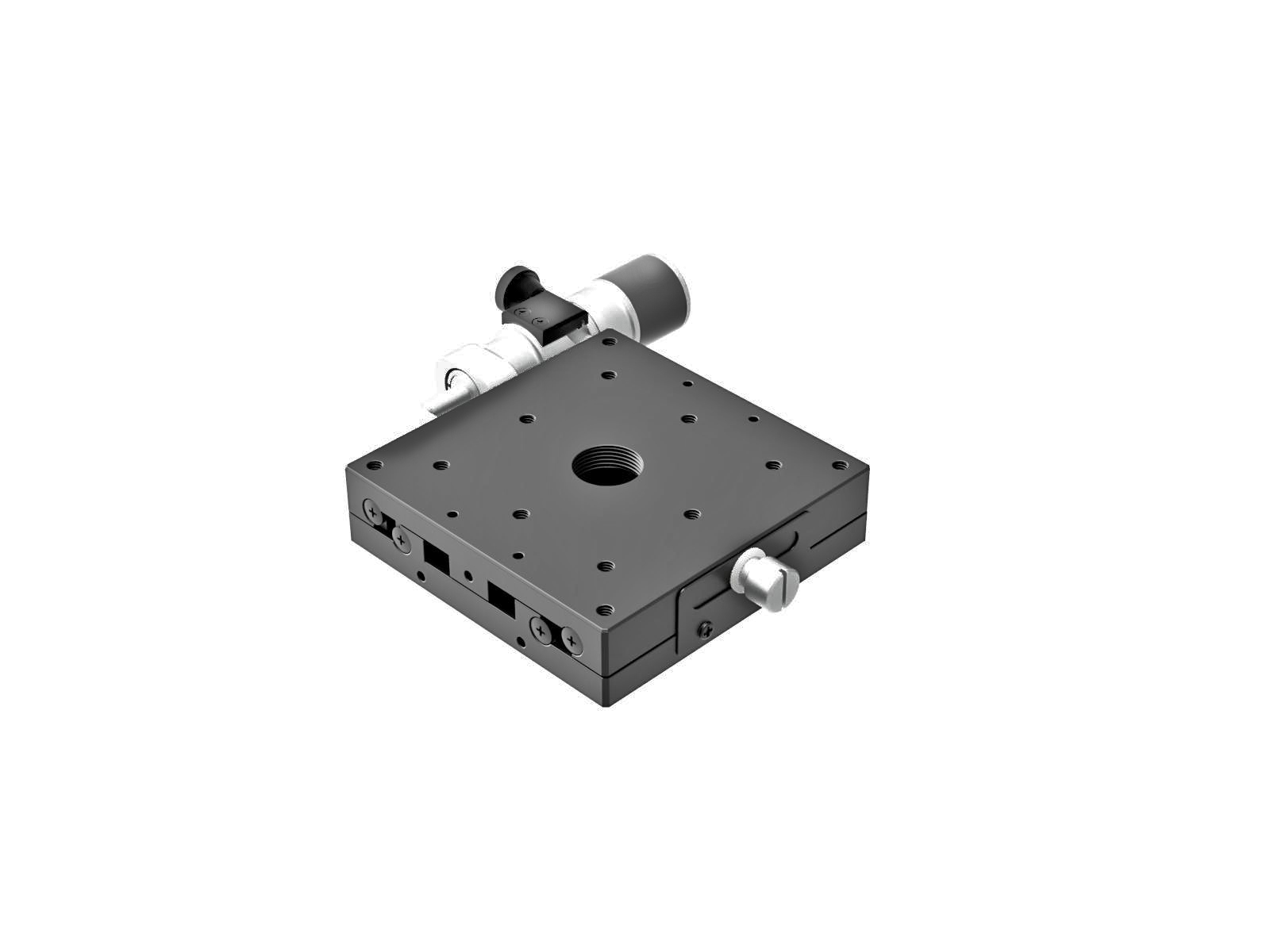 Łożysko EXC 80X80mm, stalowe, stolik osi X, mikrometr boczny z podmikronowym śrubą, +/-6.5mm, gwinty M4, prawoskrętny — zdjęcie produktu, nr katalogowy TSD-801SRWP