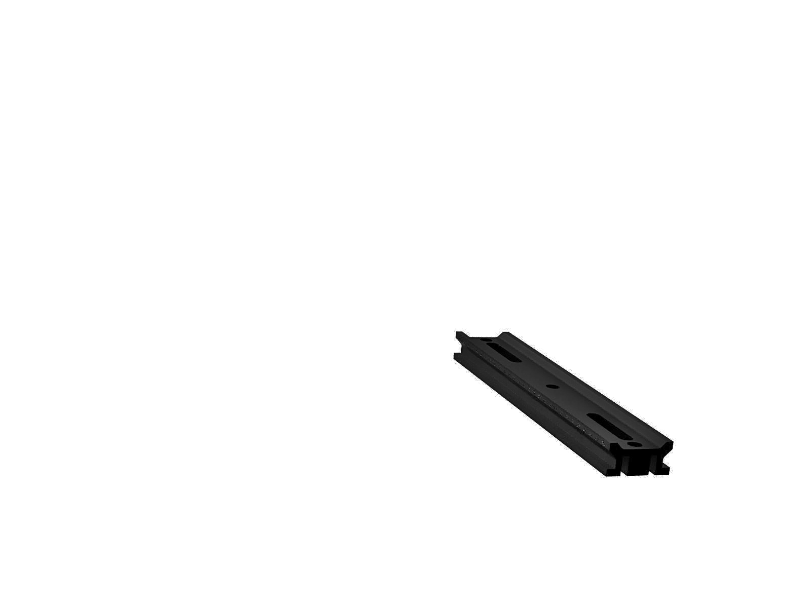 300mm-długa szyna optyczna z milimetrową skalą, szerokość 50mm, długość slotu M6 x 25mm — zdjęcie produktu, nr katalogowy OBT-300SH-LMS