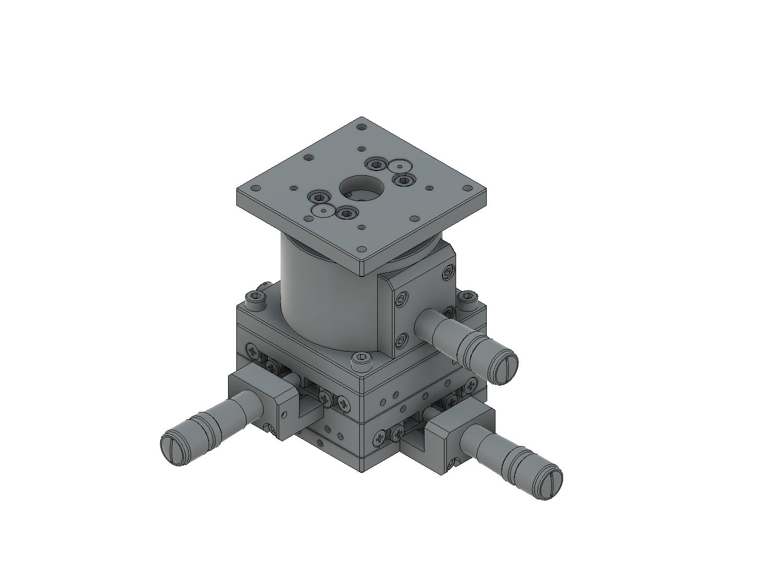 Łożysko EXC 60X60mm, kompatybilne z próżnią, stal nierdzewna, stolik XYZ, mikrometr centralny, +/-6.5/6.5/5.0mm, gwinty M4 — zdjęcie produktu, nr katalogowy TSDS-605C