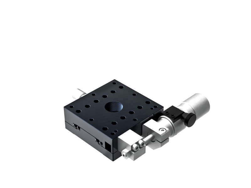 Łożysko krzyżowo-rolkowe 60X60mm, aluminiowe, stolik osi X, boczny mikrometr śrubowy sub-mikronowy, +/-6.5mm, gwinty M4 — zdjęcie produktu, nr katalogowy TAM-601SWP