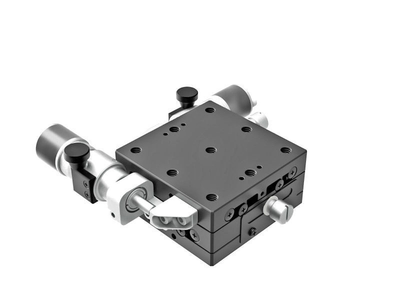 Łożysko EXC 65X65mm, stalowe, stolik XY, boczny mikrometr śrubowy sub-mikronowy, +/-6.5mm, gwinty M6, prawoskrętny — zdjęcie produktu, nr katalogowy TSD-652SRWP-M6