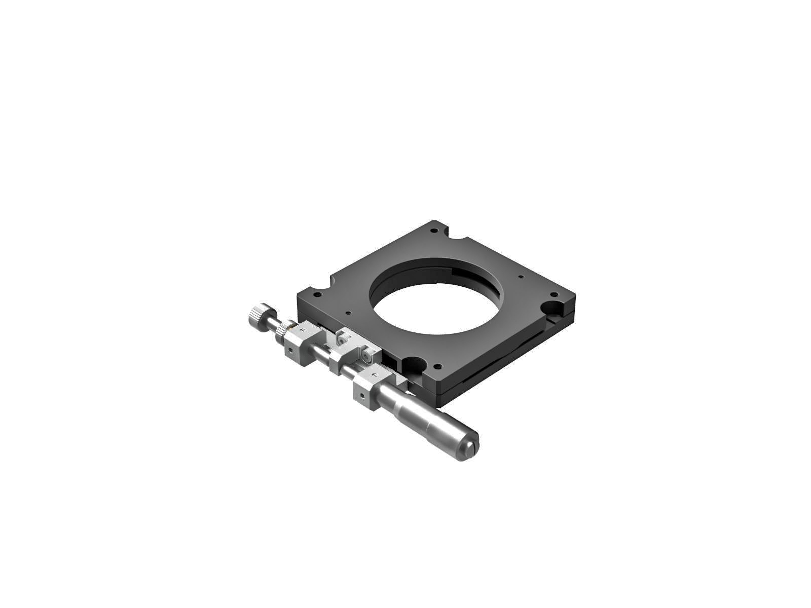 Stolik obrotowy z łożyskiem EXC, stalowy, kwadrat 60x60mm, precyzyjna regulacja +/-10°, napęd mikrometryczny, gwinty M4 — zdjęcie produktu, nr katalogowy KSPT-606MH