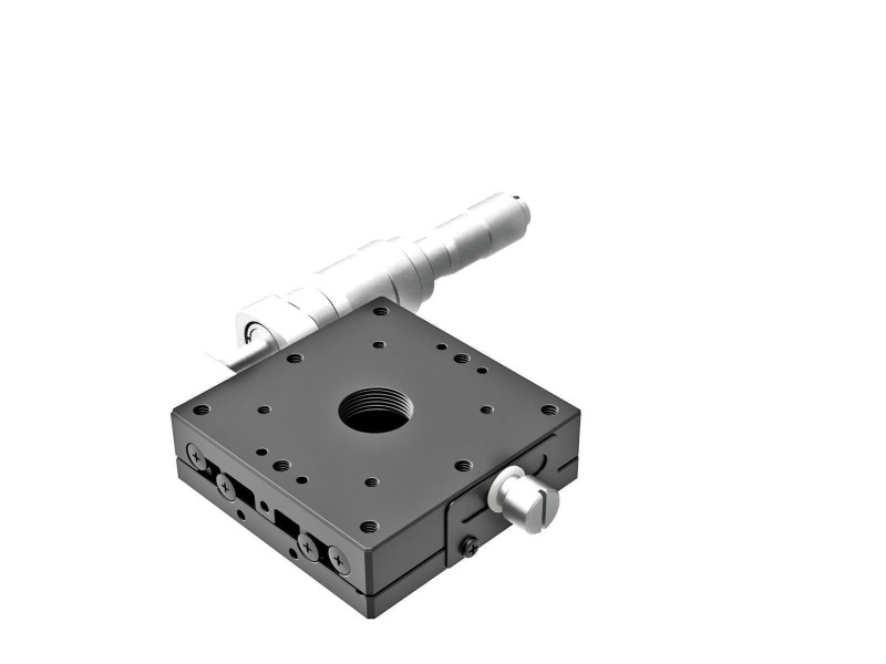 Łożysko EXC 60X60mm, stalowe, stolik osi X, mikrometr boczny różnicowy, +/-6.5mm, gwinty M4, prawoskrętny — zdjęcie produktu, nr katalogowy TSD-601SRDM