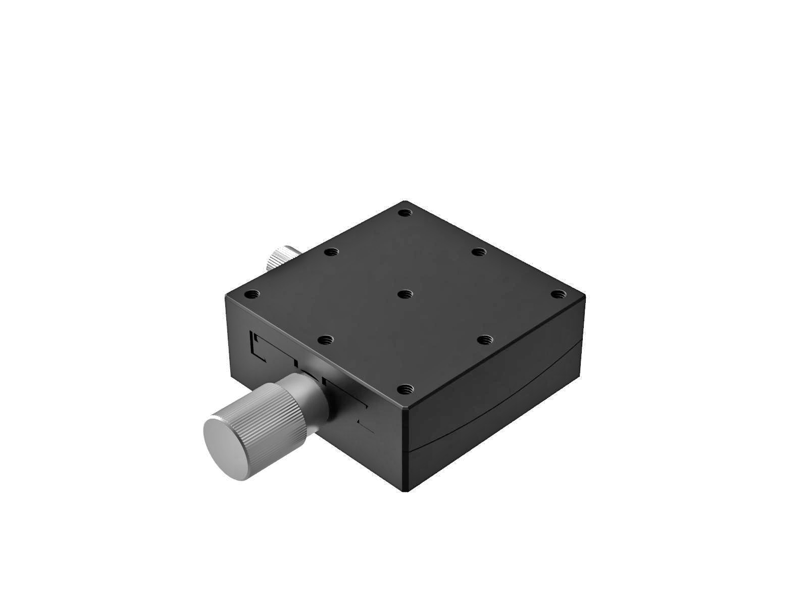 Goniometr 60X60mm, mosiężny wpust, 1-osiowy, +/-10 stopni, wysokość osi 115mm, prawoskrętny, przekładnia ślimakowa, gwint M4 — zdjęcie produktu, nr katalogowy GOH-60A115R
