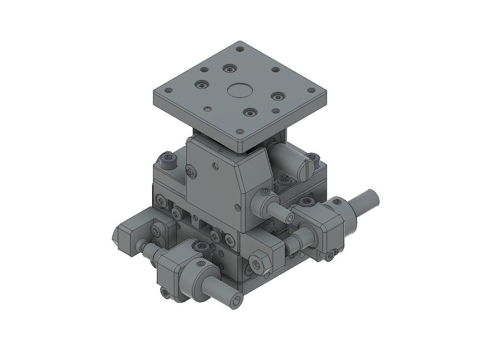 Łożysko EXC 40X40mm, stalowe, stolik XYZ, śruba sześciokątna boczna, +/-6.5/6.5/3.0mm, gwinty M3 — zdjęcie produktu, nr katalogowy TSD-405SFP