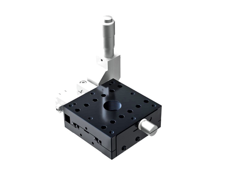 Łożysko krzyżowo-rolkowe 60X60mm, aluminiowe, stolik osi X, boczny mikrometr 90°, +/-6.5mm, gwinty M4, prawoskrętny — zdjęcie produktu, nr katalogowy TAM-601SRDL
