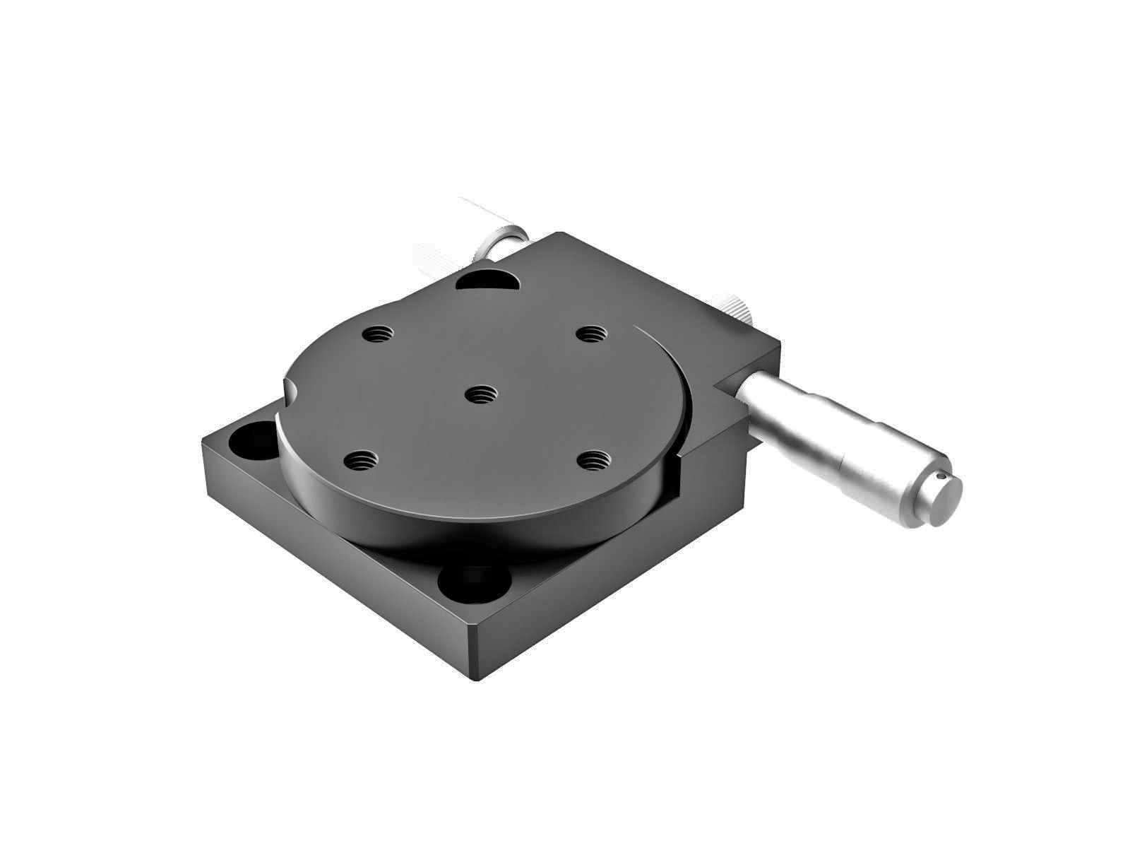 Stolik obrotowy z łożyskiem szlifowanym, mosiężny, średnica 65mm, ręczny obrót 360°, precyzyjna regulacja +/-5°, napęd mikrometryczny, gwinty 1/4-20 — zdjęcie produktu, nr katalogowy KSP-656MUU