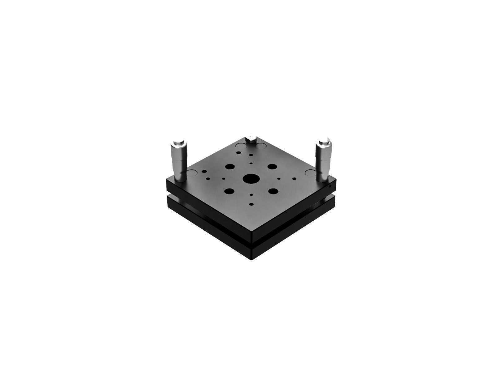 100X100mm, 2-osiowa kinematyczna platforma nachylająca, aluminium, regulacja mikrometryczna, +/-3 stopnie, gwinty M4 — zdjęcie produktu, nr katalogowy AIS-100CM